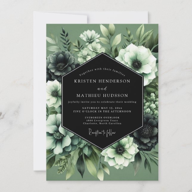 Convites Sage Nocturnal Bloom Wedding (Frente)