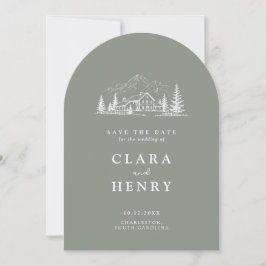 Convites Sage Pine Arched Casamento Save the Date