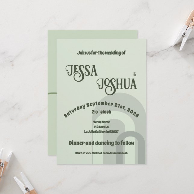 Convites Sage Retro Funky Disco Weding - Bold Modern Divers (Frente/Verso In Situ)