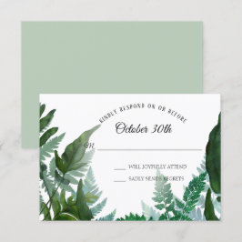 Convites Sage RSVP Casamento Samambaias Folhagem Floresta F