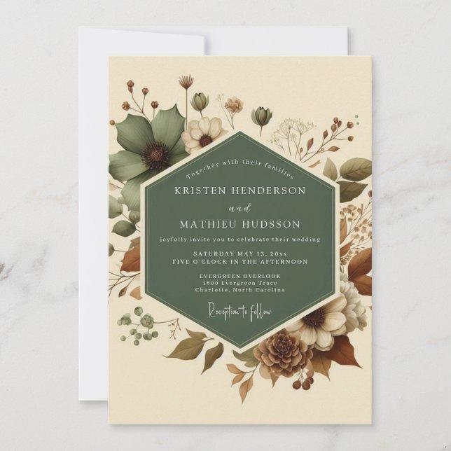 Convites Sage Rustic Meadow Wedding (Frente)