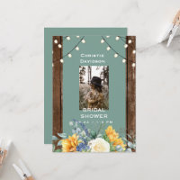 Sage Rustic Sunflower Photo Chá de panela