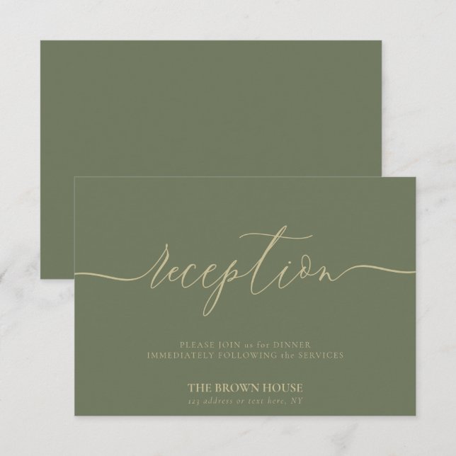 Convites Sage Simple Wedding Reception (Frente/Verso)
