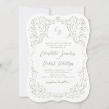 Sage Sketch Vintage Flourish Monograme Casamento