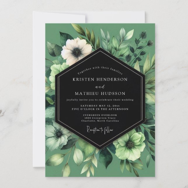 Convites Sage Verdant Anemone Wedding (Frente)