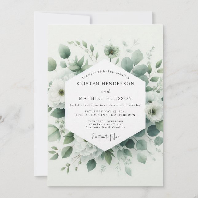 Convites Sage Verdant Botanical Wedding (Frente)