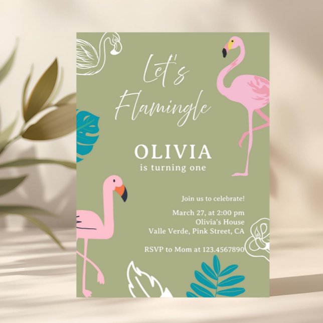 Convites Sage Verde Aniversário do Flamingo Let’s Flamingle (pink flamingo
tropical birthday
summer birthday
girl birthday party
flamingo invitation
tropical par)