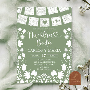Convites Sage Verde Boho Talavera Mexicano Nosso Casamento