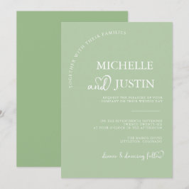 Convites Sage Verde Casamento Moderno Simples Minimalista  