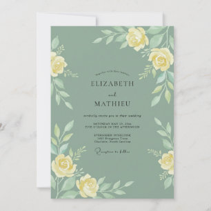 Convites Sage Verde Casamento Sereno em Aquarela