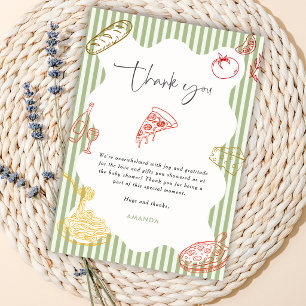 Convites Sage Verde Ciao Baby Pizza Italiana Chá de Bebê 