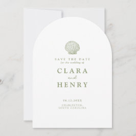 Convites Sage Verde Concha Marinha Casamento Costeiro Salve