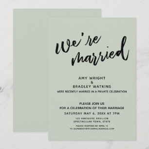 Convites Sage Verde Estamos Casados Recepção Pós-Casamento