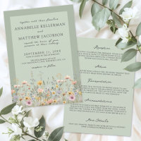 Sage Verde Floral de Flores Silvestres Casamento T