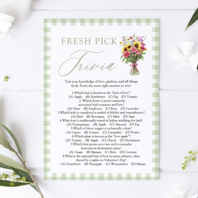 Convites Sage Verde Fresh Off The Market Fresh Pick Trivia  (Sage Green Fresh Off The Market Fresh Pick Trivia Game)