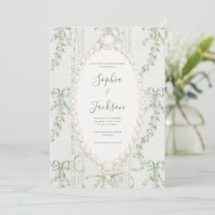 Convites Sage Verde Grandmillenial Fitas Folhagens Vintage