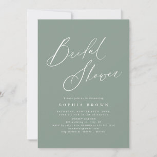 Convites Sage verde moderno script minimalista chá de noiva