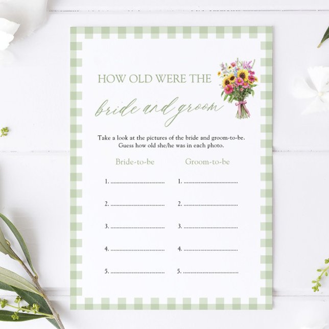 Convites Sage Verde Quantos Anos Tinham os Noivos & Jogo (Sage Green How Old Were The Bride & Groom Game)