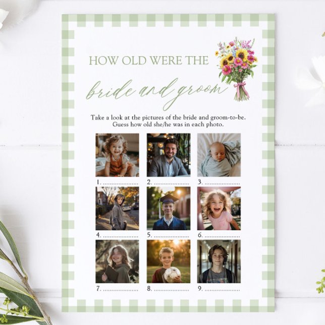 Convites Sage Verde Quantos Anos Tinham os Noivos Jogo (Sage Green How Old Were The Bride & Groom Game)