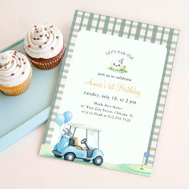 Convites Sage Verde Xadrez Golfe Primeiro Aniversário