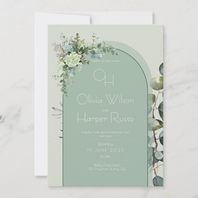 Convites Sage Wedding Invitation (Frente)