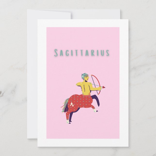 Convites Sagitário Rosa, zodíaco, signo estelar (Frente)