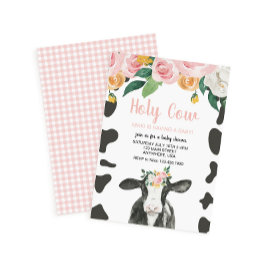 Convites Sagrada Vaca Rosa floral Chã de Bebê