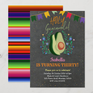 Convites Sagrado Guacamole Chalkboard Mexicano Aniversário