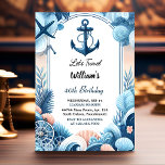 Convites Sail Ocean Waves Viagem Anchor Yacht 50º Aniversár<br><div class="desc">Marcha para uma celebração inesquecível com o nosso "Yacht Anchor de Viagem de Ondas do Oceano de Velas" 50º Convite de Aniversário! Junte-se a nós enquanto embarcamos numa aventura náutica, cercada pela beleza serena das ondas oceânicas e pelo charme de um iate. Esta elegante design promete uma celebração de aniversário...</div>