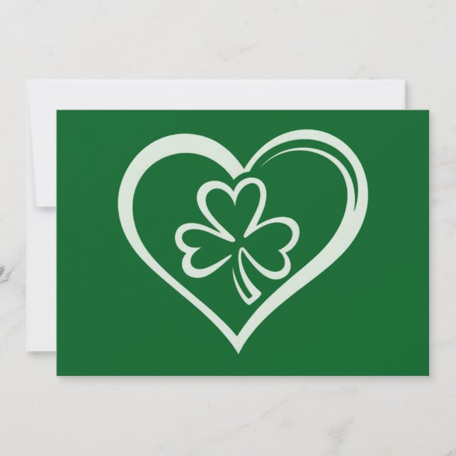 Convites Saint Patrick's Day Engraçado Shamrock Heart Irish (Frente)