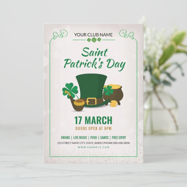 Convites Saint Patricks Day Party Invitation (Em pé/Frente)