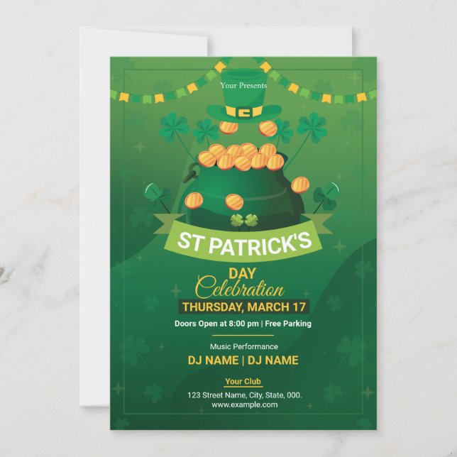Convites Saint Patrick's Day Party Invitation Flyer (Frente)