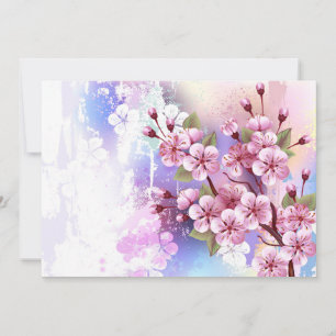 Convites Sakura rosa no fundo da pintura