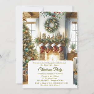 Convites Sala de Estar e Árvore de Natal de Feriado 