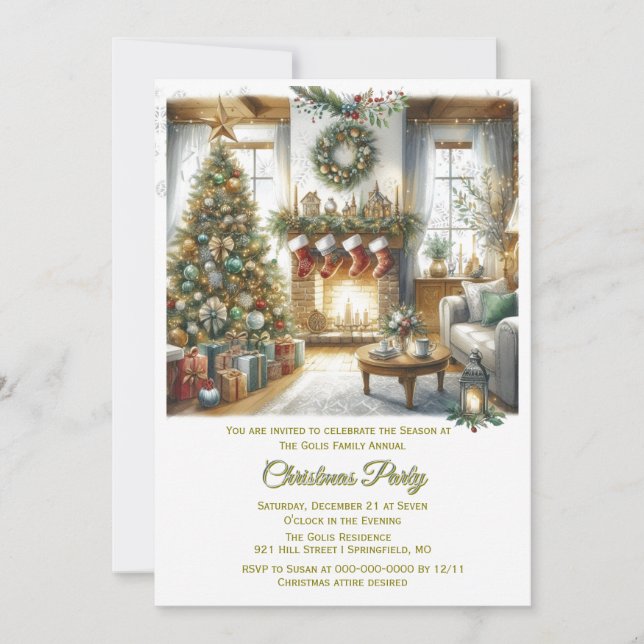 Convites Sala de Estar e Árvore de Natal Festa   (Frente)