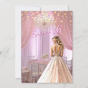 Convites Sala de Festa Sweet Sixteen com Luzes de Brilho