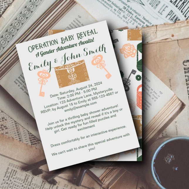 Convites Sala de Fuga Chá de fraldas de Revisão de Gênero D (Criador carregado)