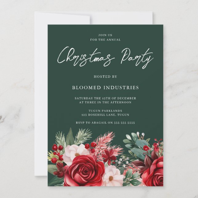 Convites Sala de Natal da Elegante da Soirée Green (Frente)