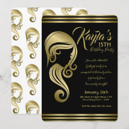 Convites Salão de Cabelo e Maquiagem Elegant Gold Beauty Gi