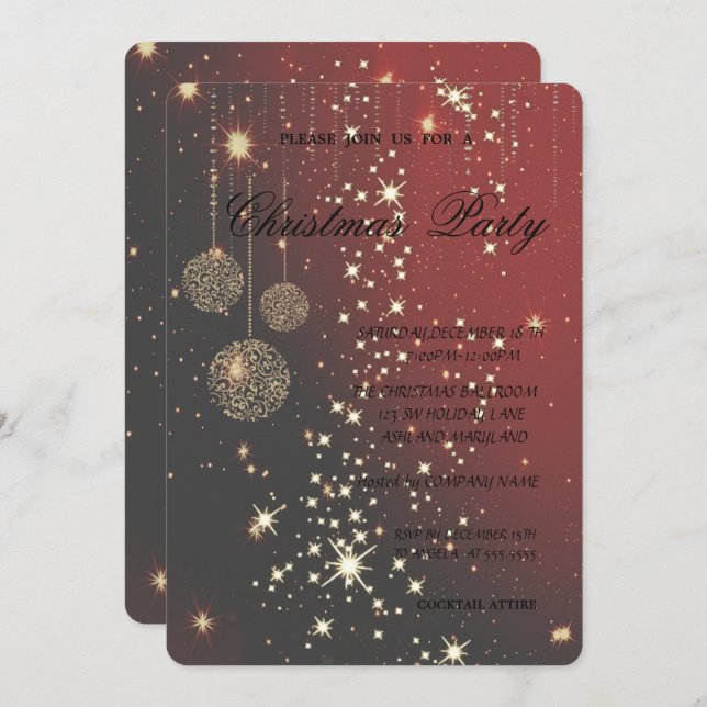 Convites Salas de Natal Elegantes, Festa de Natal (Frente/Verso)