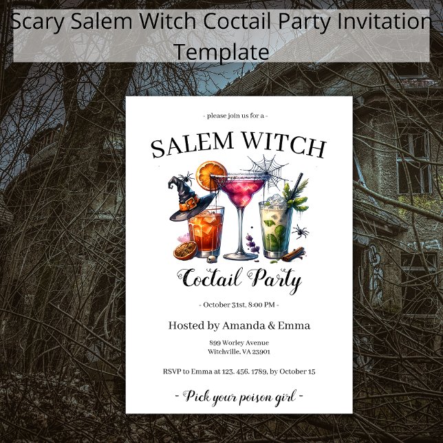 Convites Salem Wity Scartail Party Halloween (Criador carregado)