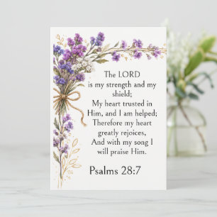 Convites Salmo 28:7 Versículo Bíblico, Arte Floral Roxo Lav