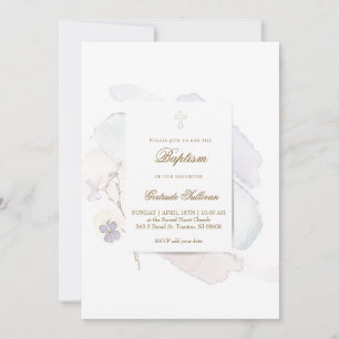 Convites salpicos de aquarela e flores n6   Batismo