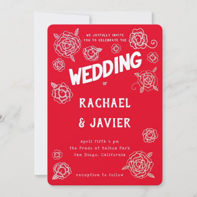 Convites Salsa Rose wedding invitation (Frente)