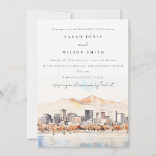 Convites Salt Lake City Utah Paisagem Aquarela Engajamento