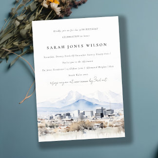 Convites Salt Lake City Utah Watercolor Birthday