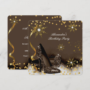 Convites Salto Alto Choc Dourado Marrom Preto Festa de Aniv