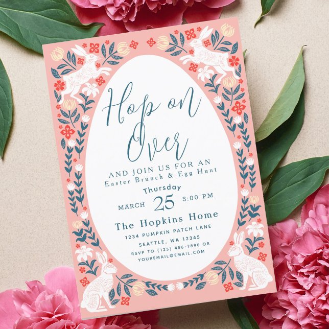 Convites Salto De Arte Folclórica Rosa Sobre O Brunch Da Pá (Criador carregado)