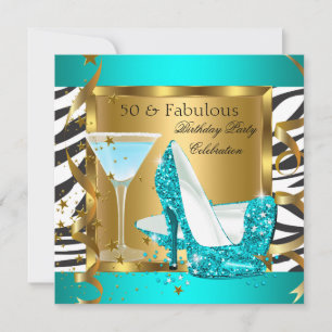 Convites Saltos Altos Brilhantes Turquesa Fabulosos 50 Zebr