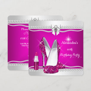 Convites Saltos Altos Brilho Elegante Rosa Batom Glamour